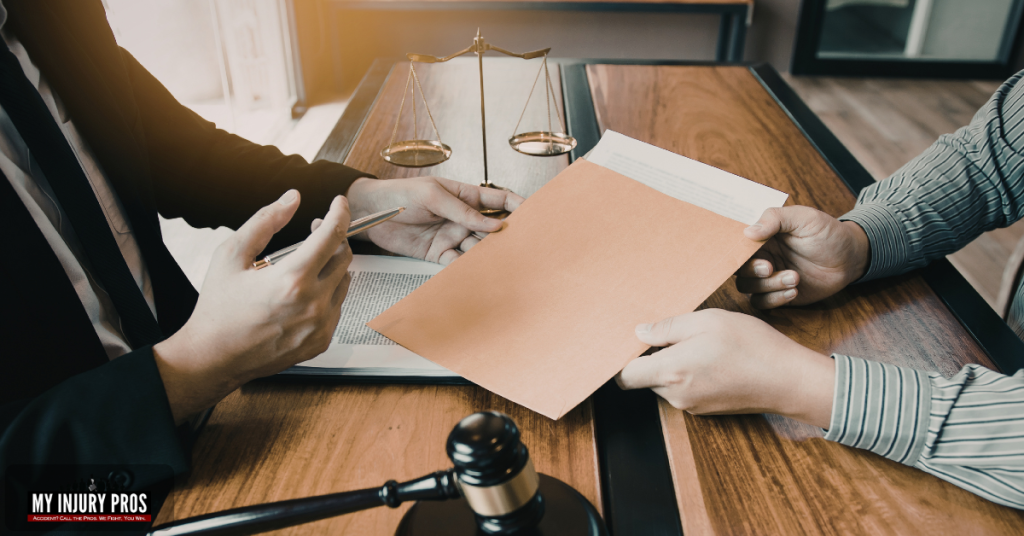 Step-by-step car accident settlement process in California with legal documents and claim forms